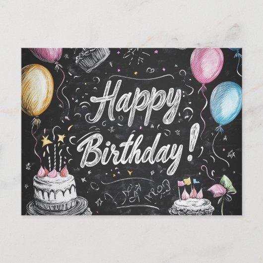 Carte Postale Conception d'anniversaire style tableau noir  (Devant)