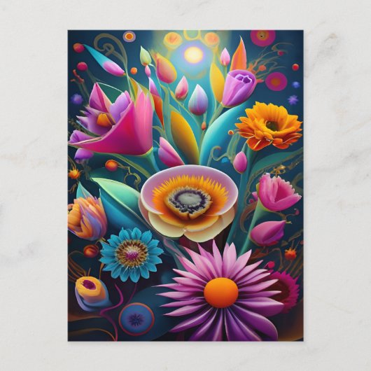 Carte Postale Conception d'art Abstrait floral en 3D (Devant)