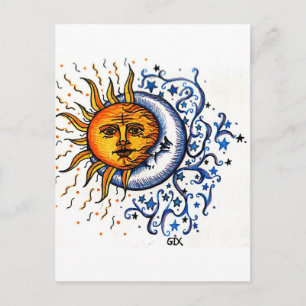 CARTE POSTALE CONCEPTION D'ART DE LUNE DE SOLEIL