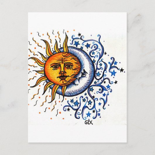CARTE POSTALE CONCEPTION D'ART DE LUNE DE SOLEIL (Devant)