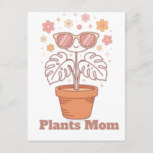 Carte Postale Conception d'art en ligne rétro de plante Monstera
