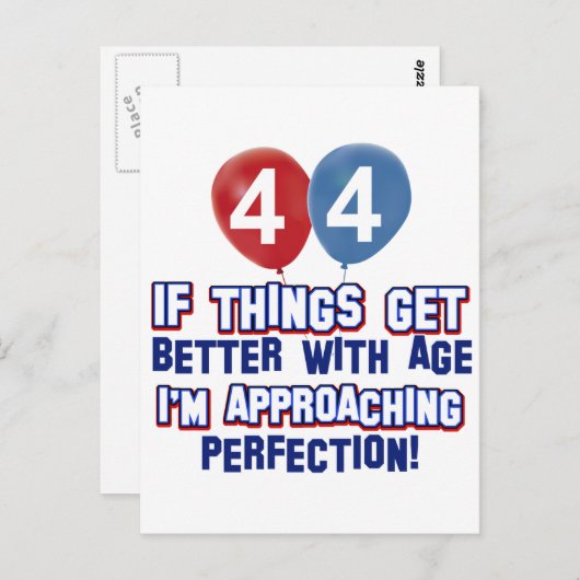 Carte Postale Conception de 44e anniversaire (Devant / Derrière)