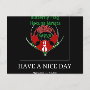 Carte Postale Conception de bouclier kenyan : Drapeau papillon.