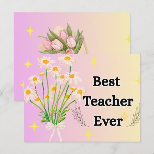 Carte Postale Conception de cadeau de meilleur enseignant floral (Devant / Derrière)