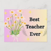 Carte Postale Conception de cadeau de meilleur enseignant floral (Devant)