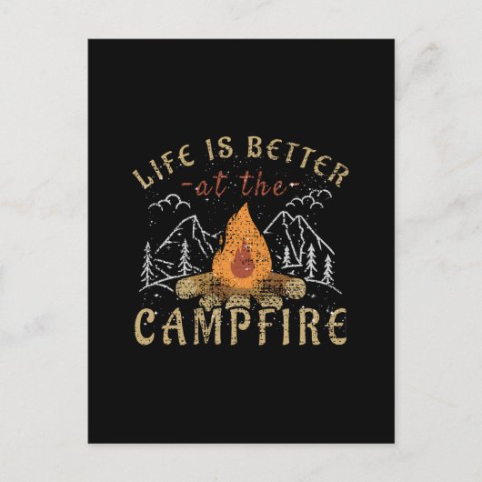 Carte Postale Conception de camping au feu de camp (Devant)