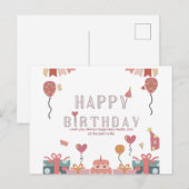 Carte Postale Conception de célébration de fête d'anniversaire (Devant / Derrière)