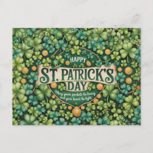 Carte Postale Conception de célébration du trèfle irlandais