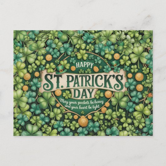 Carte Postale Conception de célébration du trèfle irlandais (Devant)
