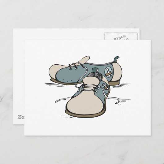 Carte Postale conception de chaussures de bowling rétro (Devant / Derrière)