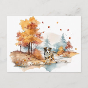 Carte Postale Conception de chien à l'aquarelle Australian Sheph