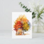 Carte Postale Conception de chien d'automne à l'aquarelle - Corg (Debout devant)