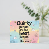 Carte Postale Conception de citation mignonne avec dégradé paste (Debout devant)