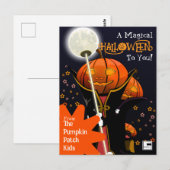 Carte Postale Conception de citrouille de vampire mignon pour en (Devant / Derrière)