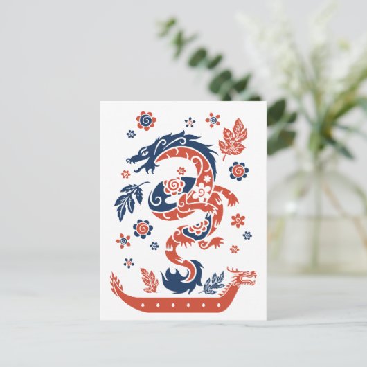 Carte Postale Conception de course de bateaux Dragon (Debout devant)