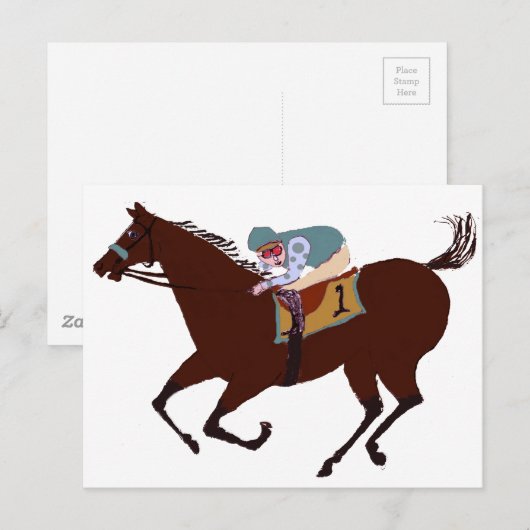 Carte Postale Conception de course de chevaux amusants (Devant / Derrière)