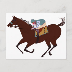 Carte Postale Conception de course de chevaux amusants