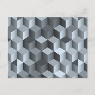 Carte Postale Conception de cube 3D monochrome