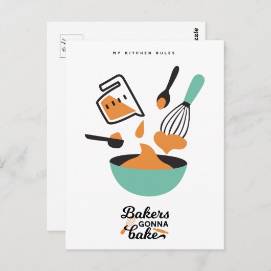 Carte Postale Conception De Cuisson Pour Bakers (Devant / Derrière)
