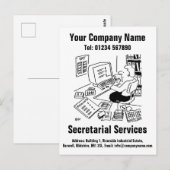 Carte Postale Conception de dessin animé de services de secrétar (Devant / Derrière)