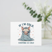Carte Postale Conception de dessin animé d'humour froid de chat (Debout devant)