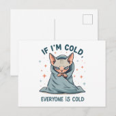 Carte Postale Conception de dessin animé d'humour froid de chat (Devant / Derrière)