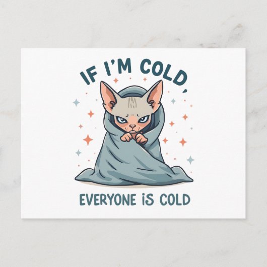 Carte Postale Conception de dessin animé d'humour froid de chat (Devant)