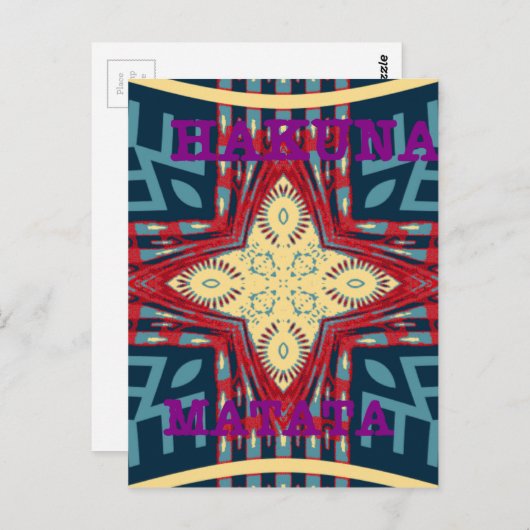 Carte Postale Conception de dessin d'art abstrait texte Hakuna M (Devant / Derrière)