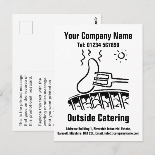 Carte Postale Conception de dessins animés pour la restauration  (Devant / Derrière)