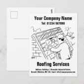 Carte Postale Conception de dessins animés pour services de toit (Devant / Derrière)