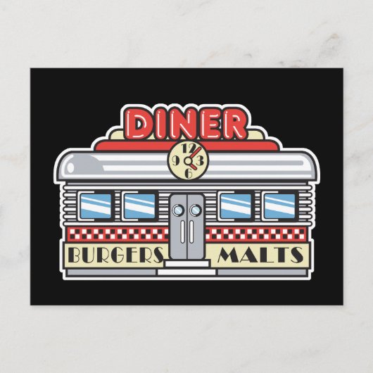Carte Postale conception de diner rétro (Devant)