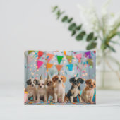 Carte Postale Conception de fête d'anniversaire de chiots mignon (Debout devant)