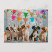 Carte Postale Conception de fête d'anniversaire de chiots mignon (Devant)
