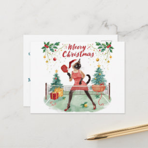 Carte Postale Conception de fête de Noël de Pickleball Joyeux No