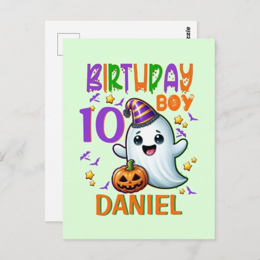 Carte Postale Conception de fête effrayante pour garçon d'annive (Devant / Derrière)