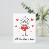 Carte Postale Conception de figure bâton mignonne tout ce dont v (Debout devant)