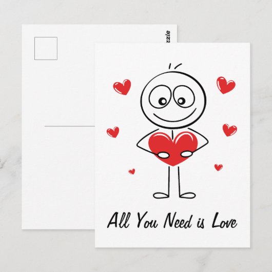 Carte Postale Conception de figure bâton mignonne tout ce dont v (Devant / Derrière)