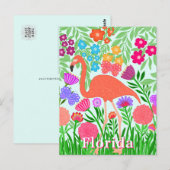 Carte Postale Conception de flamant de jardin floral vibrant (Devant / Derrière)