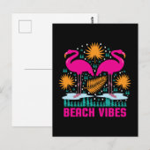 Carte Postale Conception de flamants roses de vibes de plage (Devant / Derrière)