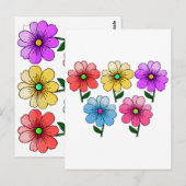 Carte Postale Conception de fleurs 5 couleurs (Devant / Derrière)
