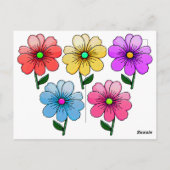 Carte Postale Conception de fleurs 5 couleurs (Dos)
