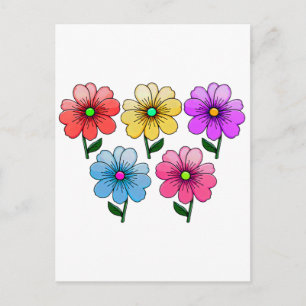 Carte Postale Conception de fleurs 5 couleurs