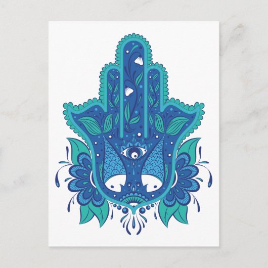 Carte Postale Conception de Hamsa bleue (Devant)