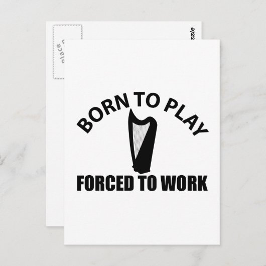 Carte Postale conception de harpe celtique (Devant / Derrière)