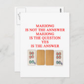 Carte Postale conception de joueur de mahjong (Devant / Derrière)