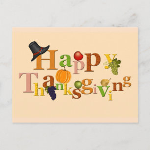 Carte Postale Conception de jour de Thanksgiving heureux