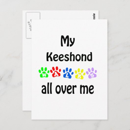 Carte Postale Conception de Keeshond Walks (Devant / Derrière)