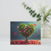 Carte Postale Conception de la Saint Valentin, Coeur sur les arb (Debout devant)