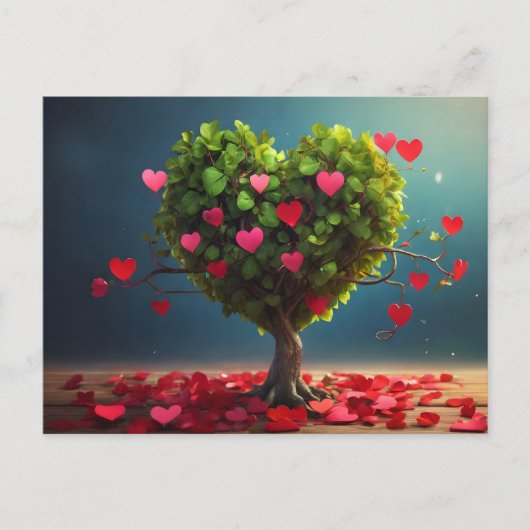 Carte Postale Conception de la Saint Valentin, Coeur sur les arb (Devant)