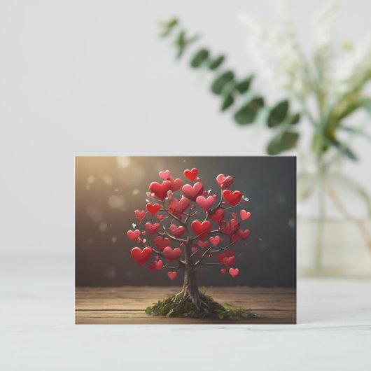 Carte Postale Conception de la Saint Valentin, Coeur sur les arb (Debout devant)